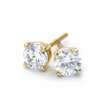 1Ct tw Round Diamond Stud Earrings 14Kt Yellow Gold